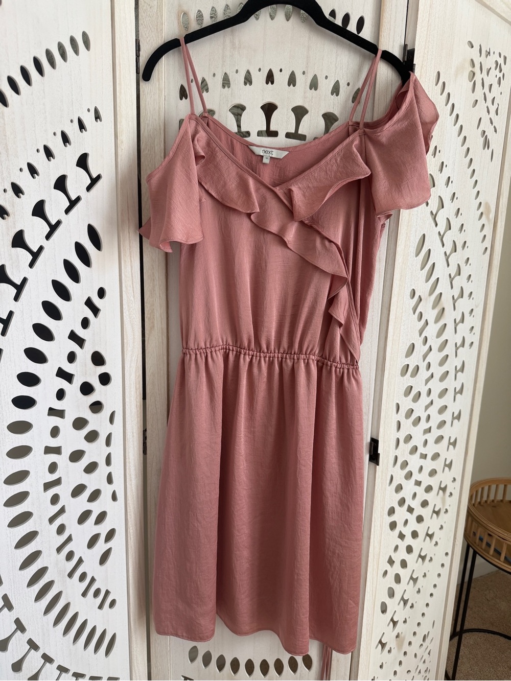 next Dusty Rose One-Shoulder Ruffle Midi Dress